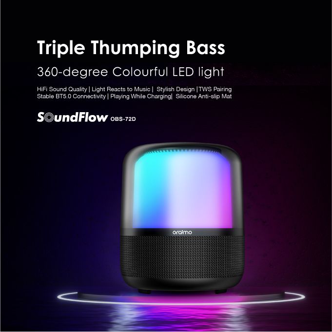 oraimo Colorful Light Triple Thumping Bass SoundFlow Wireless Soundbar